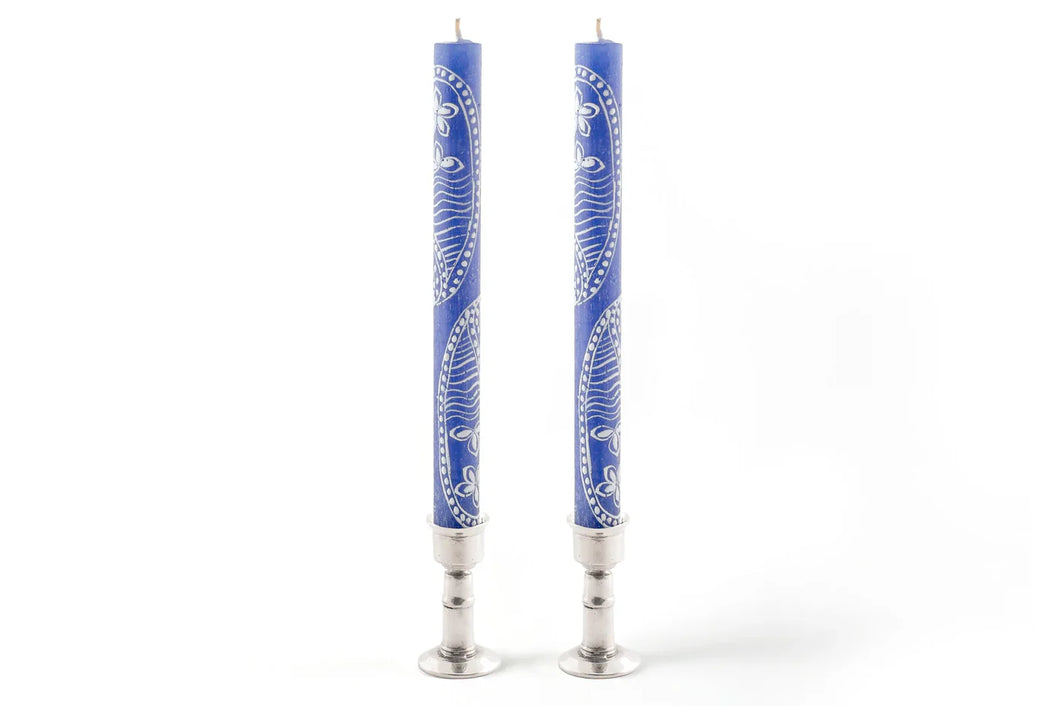 Taper Candle Pair White Henna