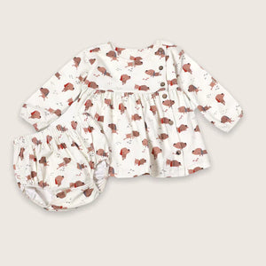 Yoga Dog Button Dress 3-6, 6-12, 12-18 months