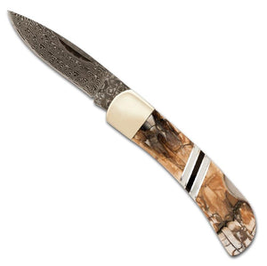 Mammoth Damascus Steel 3" Lockback Knife