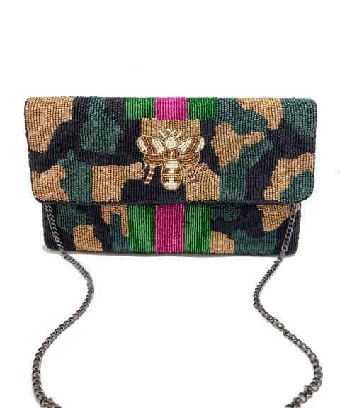 Clutch Bee w Pink/Green Stripe