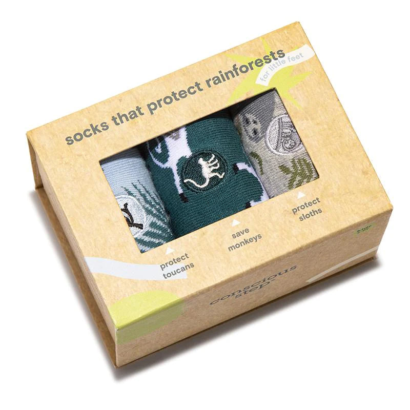 Kids Boxed Set Socks That Protect Rainforests 7-10yrs