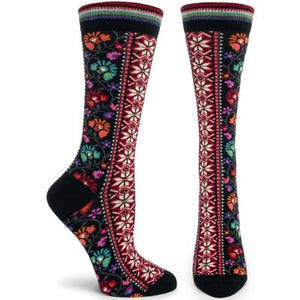 Floral Ribbons Sock- Black