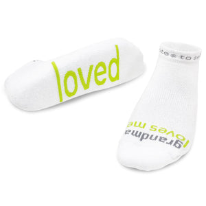 Socks- Grandma Loves Me White/Green S-M