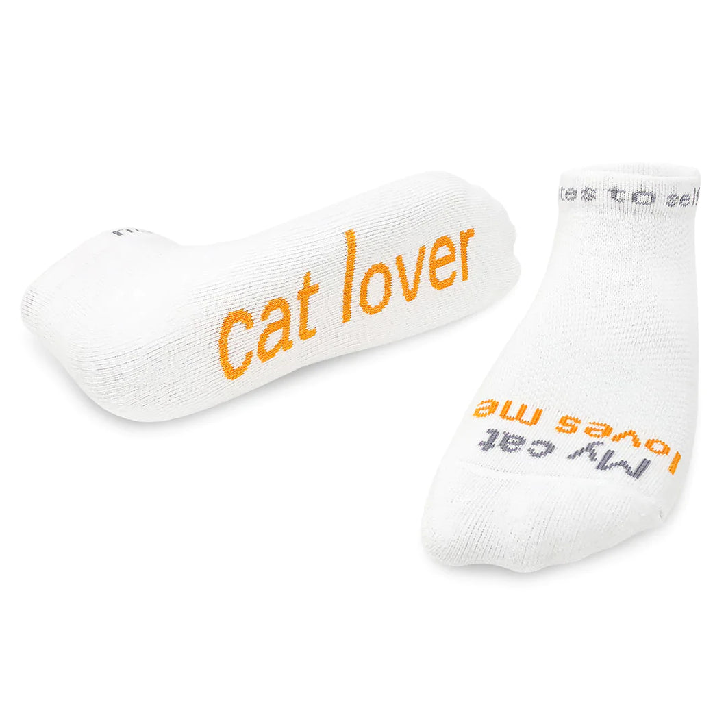 Socks - My Cat Loves Me White/Orange M